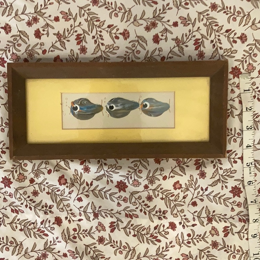 Vintage Framed Triple Fish Painting - Picture 3 of 4